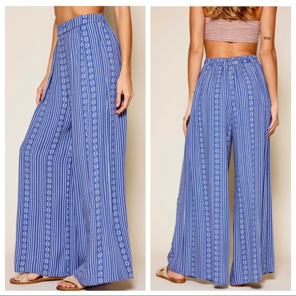 Rachel Wide Leg Floral Stripe Pants - Picture 2 of 4